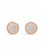 Round Halo Setting Diamond Earrings, in 18ct Rose Gold. Tdw 0.40ct
